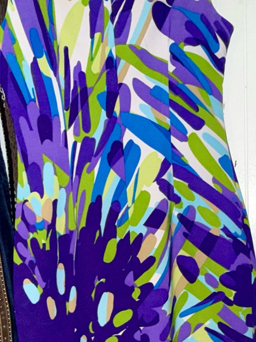 dressbarn Multicolor Abstract Floral Print Dress in Blue, Green & Purple